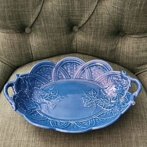 Elegant Ethan Allen Blue Ceramic Serving Dish